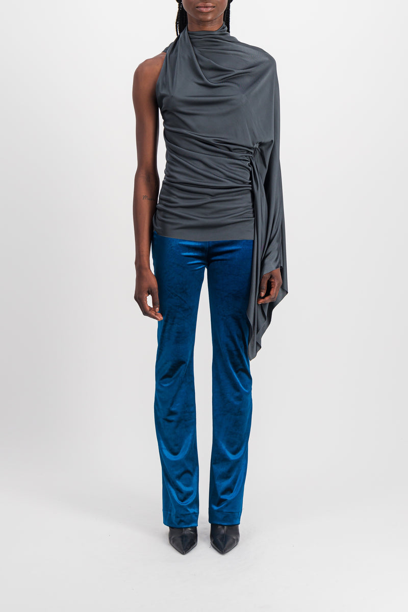 Atlein - One sleeve draped shiny top