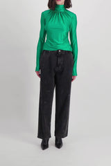 Washed black cropped boyfriend wide leg jeans