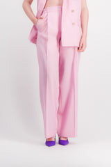 Pressed crease straight leg wool gabardine pants