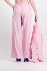 Pressed crease straight leg wool gabardine pants