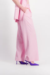 Pressed crease straight leg wool gabardine pants
