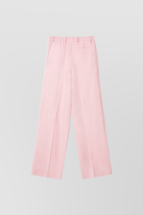 Pressed crease straight leg wool gabardine pants