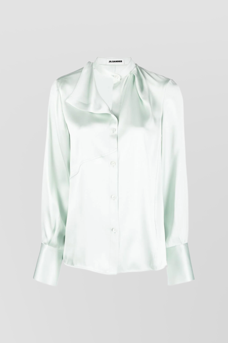 Jil Sander - Fluid asymmetric silk light blue shirt