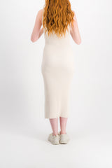 Knitted A-line maxi dress with zipped front