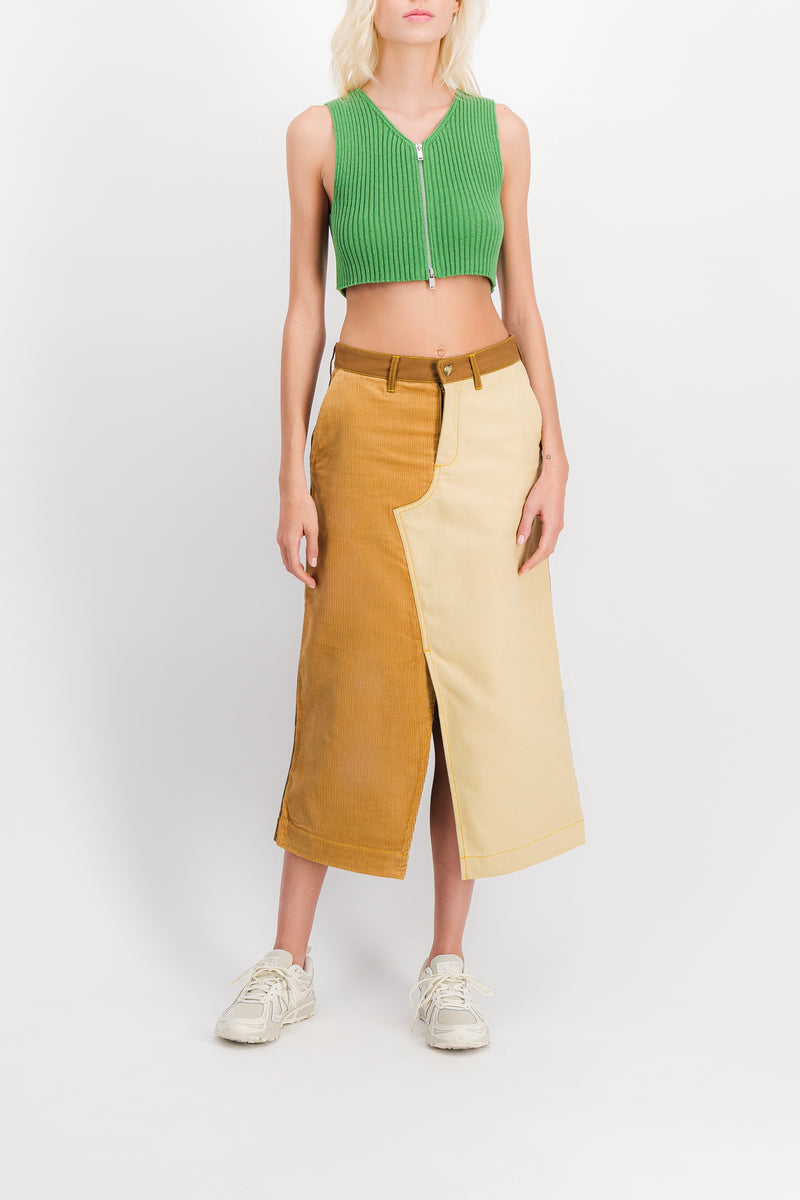 Marni - Color block midi skirt with front slit