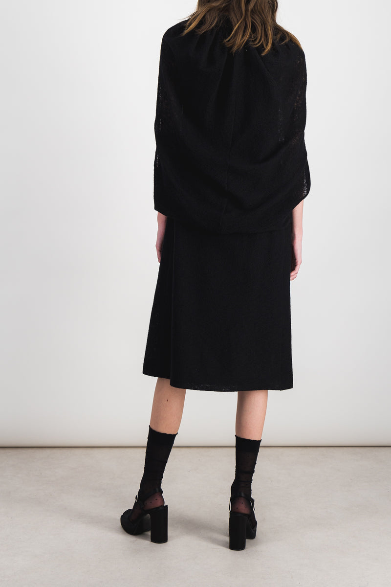 Maison Margiela - Wool perforated cape dress