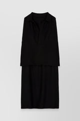 Wool perforated cape dress