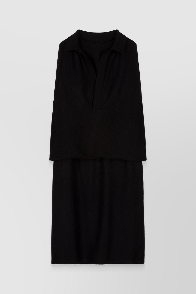 Maison Margiela - Wool perforated cape dress