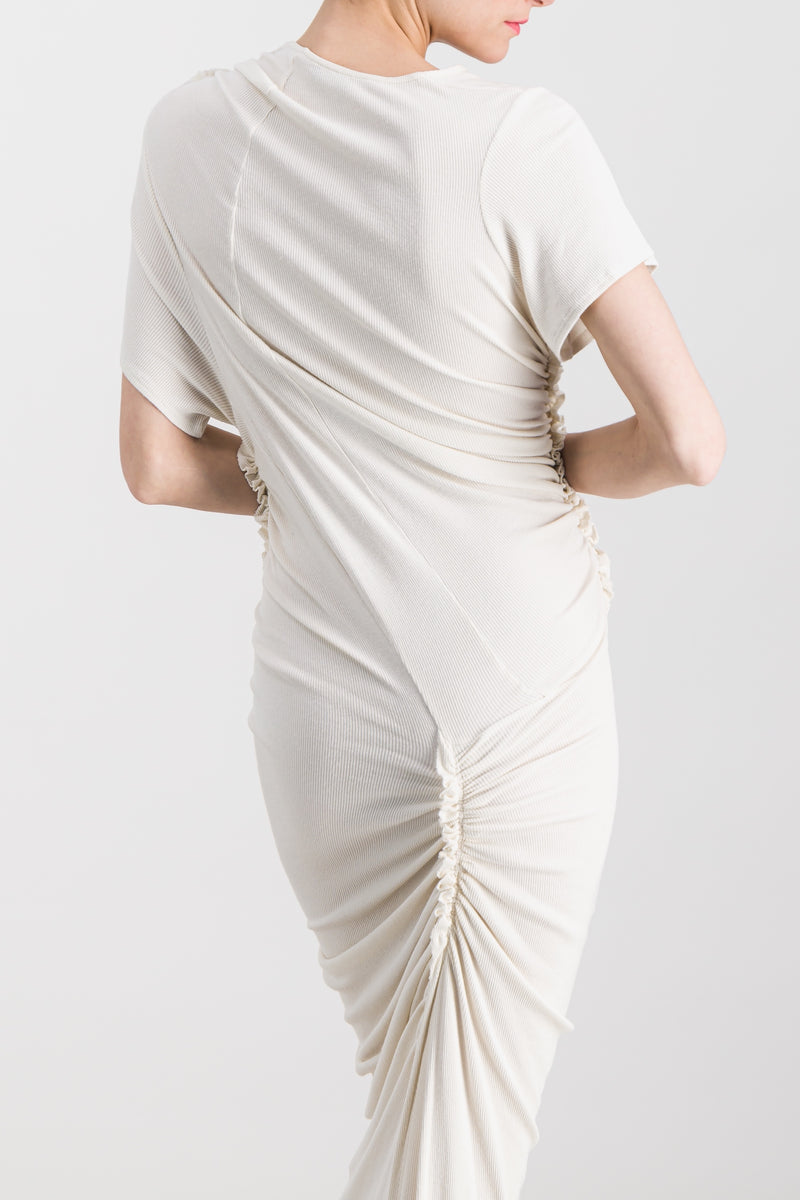Atlein - Ruched cotton rib maxi dress