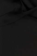 Asymmetric crêpe satin black caraco top
