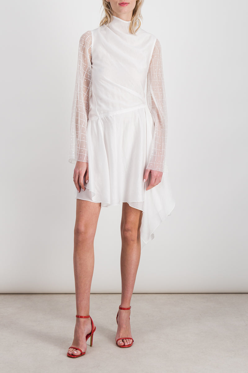 JW Anderson - Fluid asymmetric dress with sheer trumpet sleeves