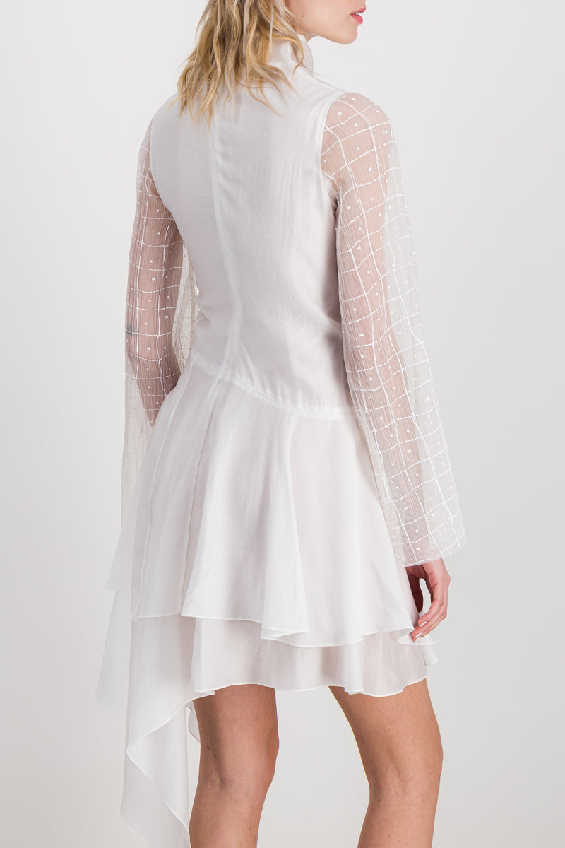 JW Anderson - Fluid asymmetric dress with sheer trumpet sleeves
