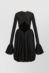 Crêpe satin puff mini dress