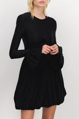 Crêpe satin puff mini dress
