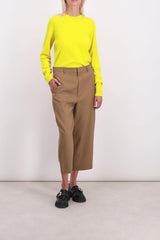 Yellow fine cashmere crewneck sweater