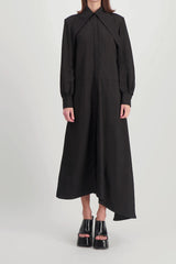 Asymmetric viscose-silk shirt dress